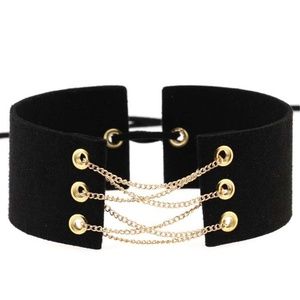 Velvet Neckband Chain Choker